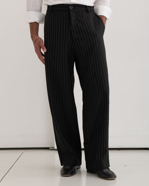 Classic Trousers - Black Pinstriped