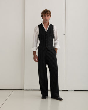Waistcoat - Black Pinstriped