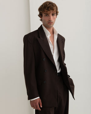 Wool DB Jacket - Brown