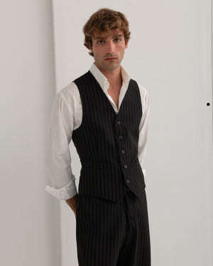 Waistcoat - Black Pinstriped